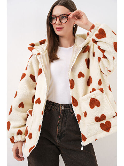 Bigdart Kadın Kapüşonlu Pelüş Ceket 5236 - Taba - S000470799-14955