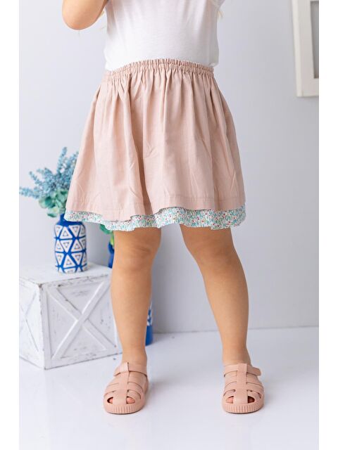 MİNİNİO Kız Çocuk Çift Taraflı Çiçek Desenli Etek - Desenli - S000362797-23173