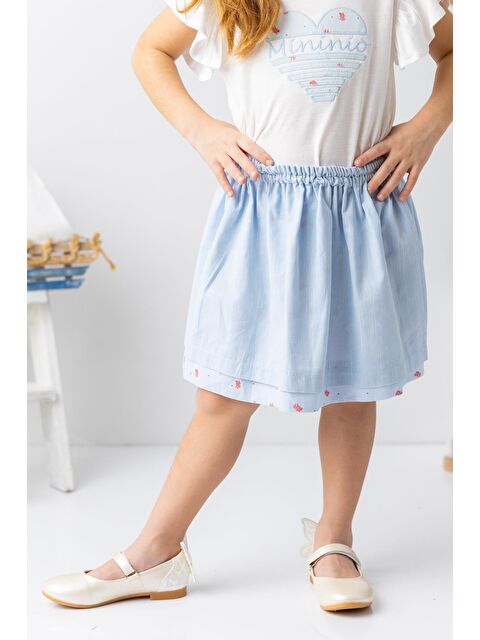 MİNİNİO Kız Çocuk Çift Taraflı Mercan Desenli Etek - Desenli - S000362799-23173