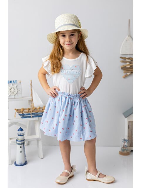 Mi·ni·ni·o Kız Bebek Kalp Nakışlı T-Shirt - Ekru - S000362800-19965