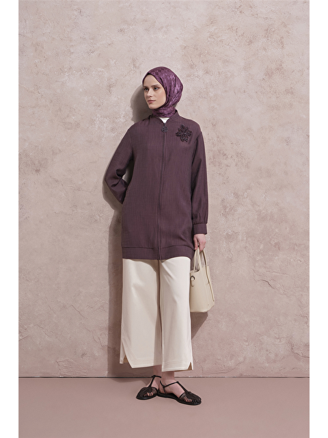 ARMİNE Düğme Detaylı Kap Mürdüm