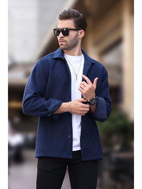 Madmext Lacivert Düğmeli Erkek Polar Gömlek 6753 - S000423903-21164