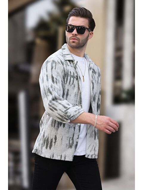 Madmext Gri Desenli Tek Cepli Erkek Polar Gömlek 6750 - S000423907-20600