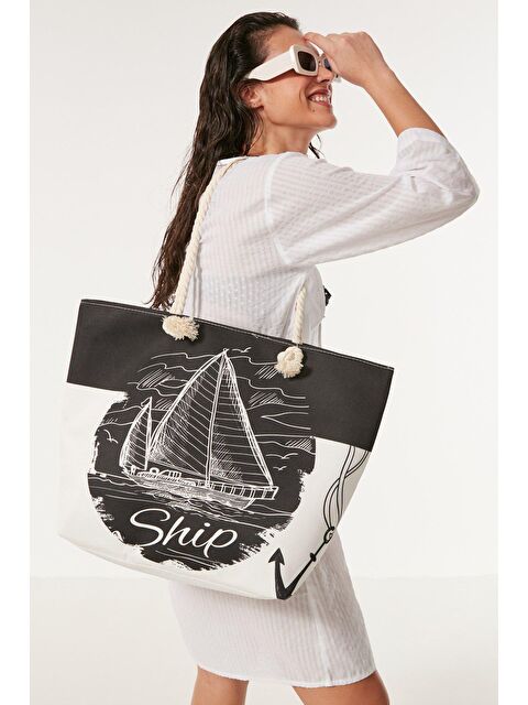 C&City Dijital Baskılı Plaj Çantası Y8670-10 Çok Renkli - S000216595-37424