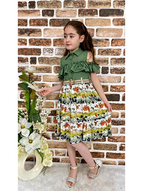 Mnk Baby & Kids Çiçekli Viskon Gömlek Yaka Yazlık Kız Çocuk Elbise - S000397008-18194