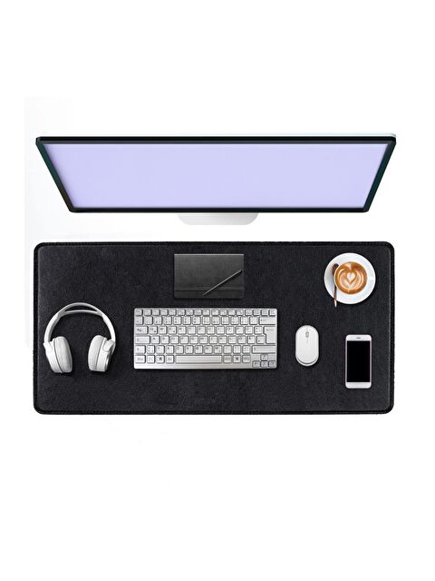 Black Deer Deri Mouse Pad Dikişli Kenar  Çift Yönlü Kullanım Masa Matı Sümen 90x40 XL - S000130556-19351