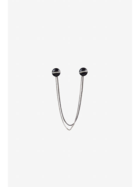 AC&Co / Altınyıldız Classics Erkek Gri-Siyah Metal Gümüş Renk Broş - S000416218-37287