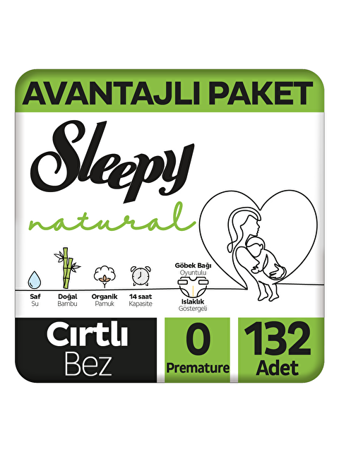 Sleepy Tekli Paket Natural Avantajlı Paket Bebek Bezi 0 Numara Premature 132 Adet - S000110812-20063