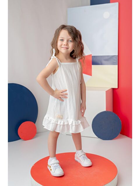 ZEYLAND Kız Çocuk Fırfırlı Askılı Elbise - Beyaz - S000532714-20063