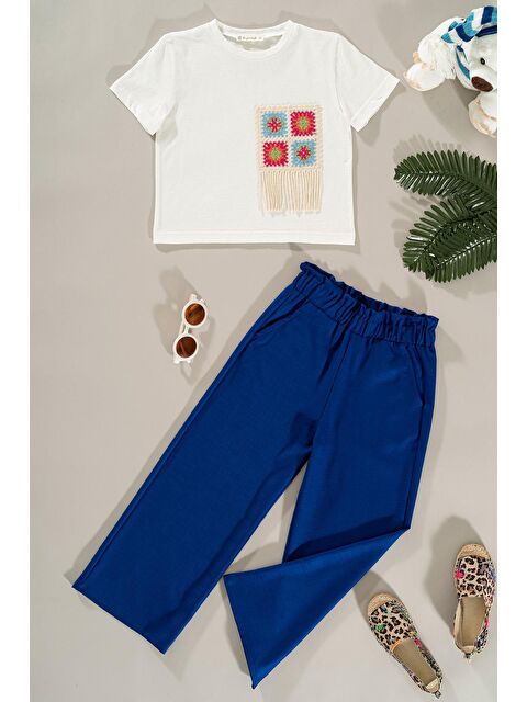 For You Kids Dantel Cep Detaylı Saks Pantolon Takım - S000171614-23710