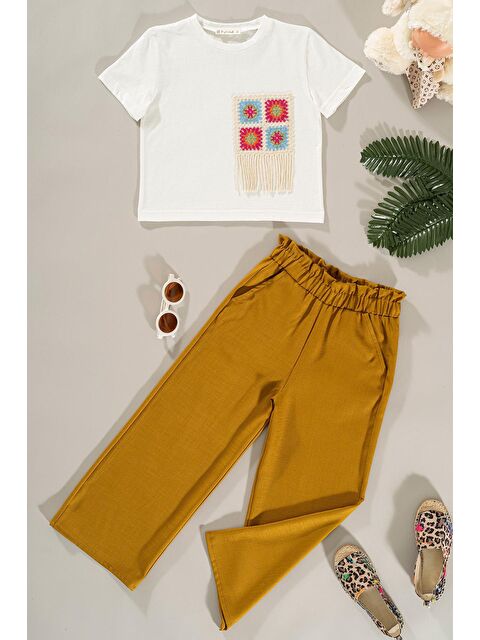 For You Kids Dantel Cep Detaylı Hardal Pantolon Takım - S000171618-20074