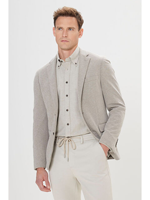 Altınyıldız Classics Erkek Haki 360 Her Yöne Esneyen Slim Fit Dar Kesim Mono Yaka Ceket - S000403002-18547