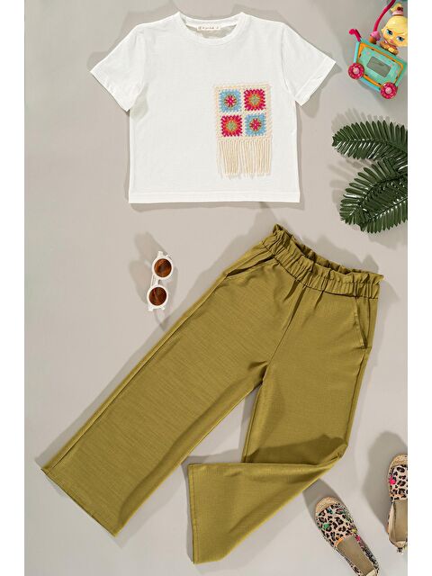 For You Kids Dantel Cep Detaylı Yeşil Pantolon Takım - S000171624-18194