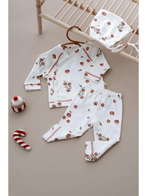 Oh La La Koala For Little Ones Elma Baskılı Pure Hug Serisi Kruvaze 3'lü Takım - S000504828-20063