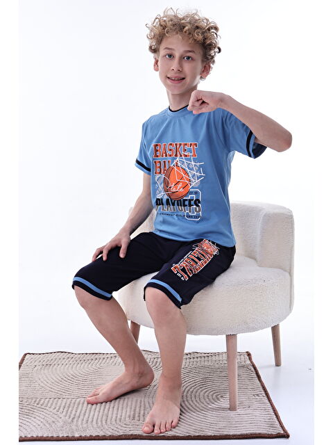 Formo Erkek Çocuk %100 Doğal Pamuk Kısa Kollu  Kaprili Pijama Takımı - S000397740-23093