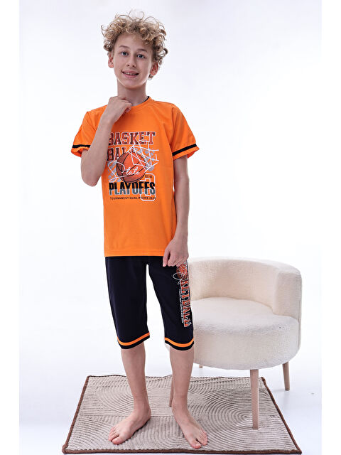 Formo Erkek Çocuk %100 Doğal Pamuk Kısa Kollu  Kaprili Pijama Takımı - S000397740-20013