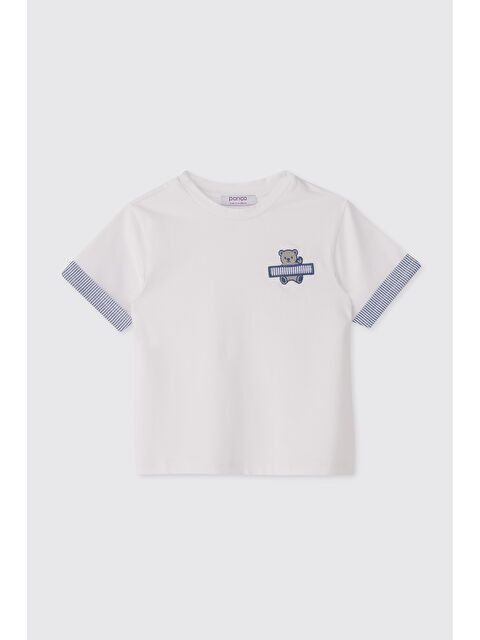 Panço Erkek Bebek Ayıcık Figürlü Beyaz Tişört - S000531699-20063