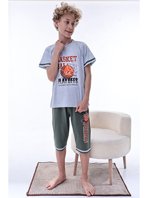 Formo Erkek Çocuk %100 Doğal Pamuk Kısa Kollu  Kaprili Pijama Takımı - S000397740-17308