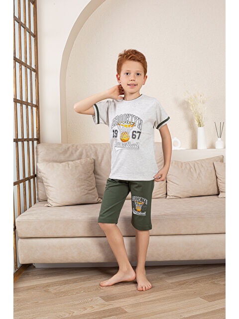 Formo Erkek Çocuk %100 Doğal Pamuk Kısa Kollu  Kaprili Pijama Takımı - S000397741-17308