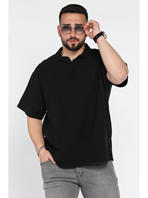 Mishar İtalia Erkek Polo Yaka Oversize Basic Tişört - S000399954-19351