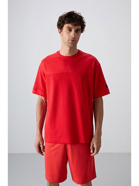 Tommylife Fiesta Pamuklu Kalın Yüzeyi Dokulu Oversize Fit Basic Erkek Tişört - 88340 - S000156988-20045