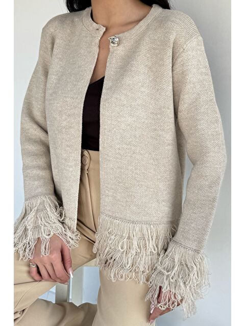 Gülseli Kadın Püsküllü Triko Hırka - S000517444-19966