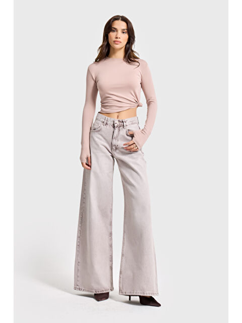It's Basic Kadın Taş Rengi Hera 4s6-158 Palazzo Fit %100 Pamuk Denim Jean - S000488890-25636