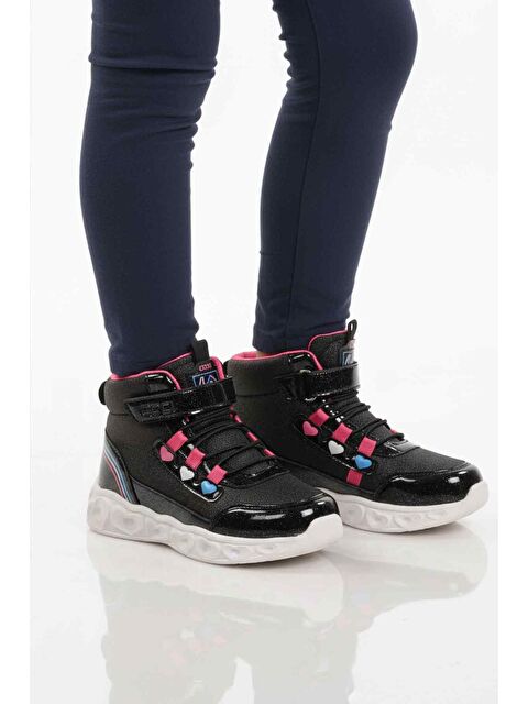 Ayakmod Siyah Işıklı Cırtlı Kız Çocuk Bot Kids F - S000480756-19351