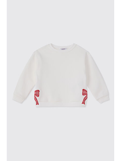 Panço Kız Bebek Beyaz Sweatshirt