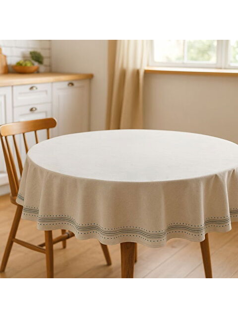 Evidea Soft Nova Yuvarlak Masa Örtüsü - Ekru - 150x150 cm - S000508652-19965