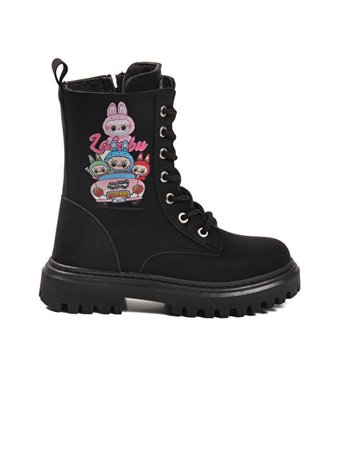 Ayakmod Siyah Zümrüt İçi Kürklü Bağcıklı Fermuarlı Kız Çocuk Bot 2005 F - S000483684-26426