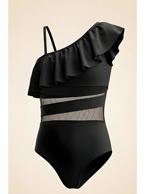 Modanino Kız Çocuk Mayokini-Tül Detaylı ve Omuz Ayarlanabilir Askılı 7-12 Yaş 12620B