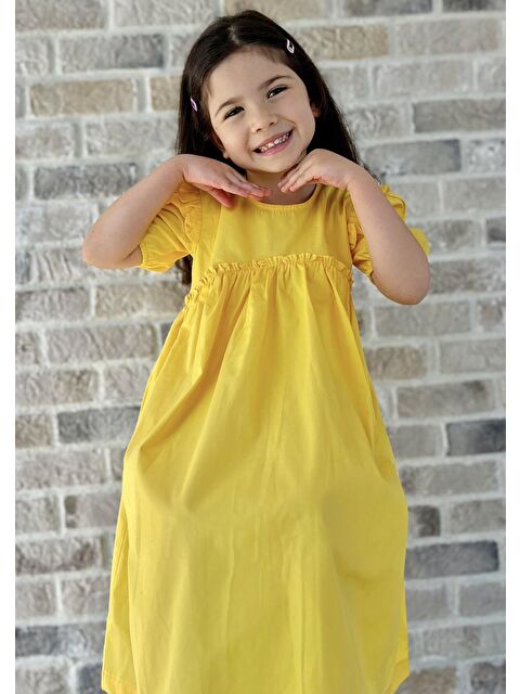 CİGİT Kız Çocuk Fırfır Poplin Elbise - S000256238-20072