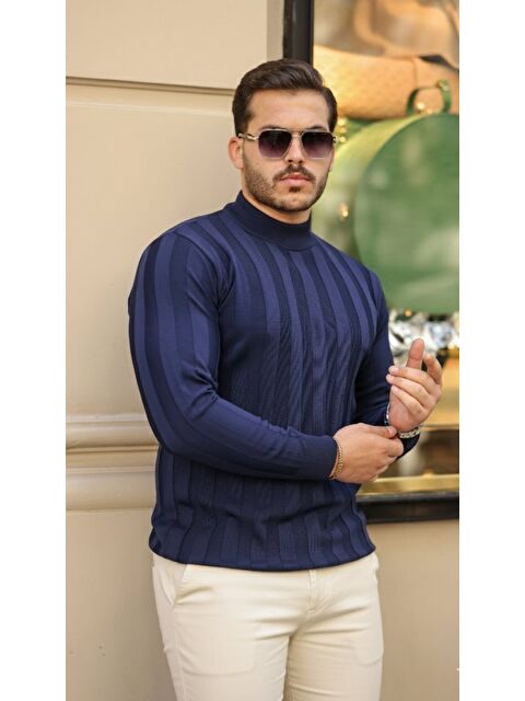 Jane's Erkek Yarım Balıkçı Yaka Kabartma Desenli Triko - S000528935-21164