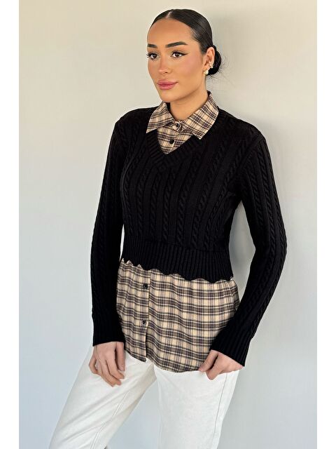 Gülseli Kadın Gömlek Garnili Triko Bluz (s-m-l Beden Uyumludur.) - S000517480-19351