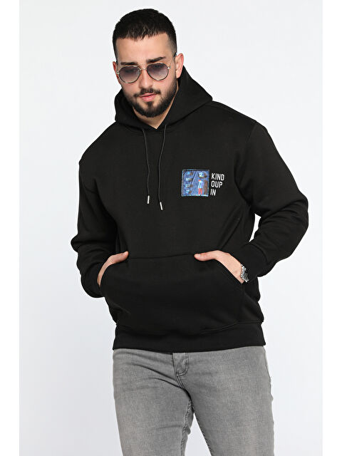 Mishar İtalia Baskılı Üç İplik Şardonlu  Kapüşonlu Erkek Hoodie - S000326494-19351