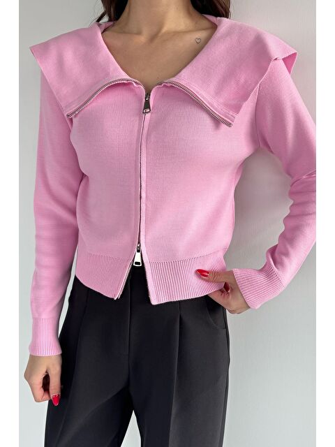 Gülseli Kadın Bebe Yaka Fermuarlı Triko Bluz - S000517471-20024