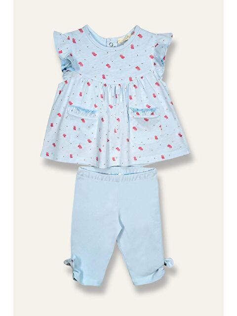 MİNİNİO Kız Bebek Mercan Desenli Tayt Bluz Takım - Desenli - S000362808-23173