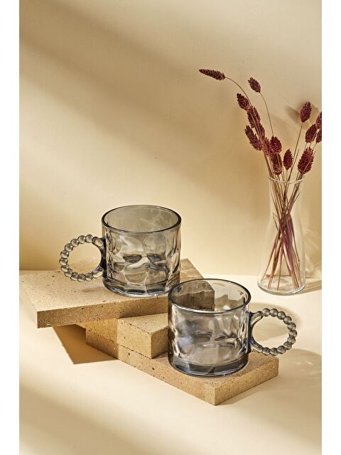 Perotti Ringo Line Color Amber 2'li 325 ml Cam Kupa Boncuklu Kulp Mug - S000376171-17308