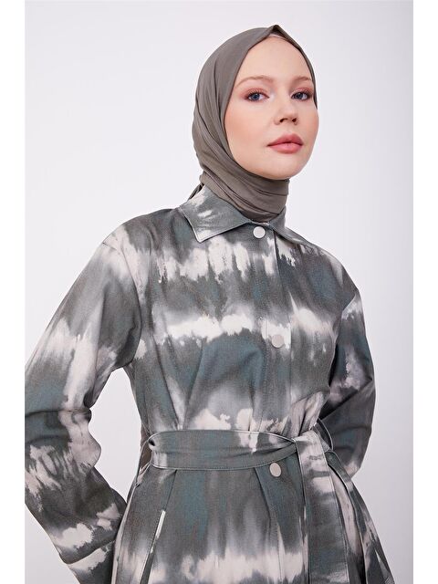 ARMİNE Kuşak Detaylı Batik Desenli Gabardin Ceket 23K5407 - S000134964-18194