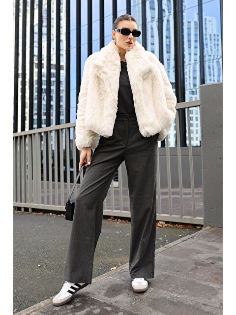 Bigdart 5186 Kruvaze Peluş Kürk mont - S000121688-20063