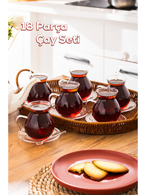 Perotti Keyf-i Ala 18 Parça Cam Tabaklı 200 ml Borosilikat Çay Seti - S000376180-26865