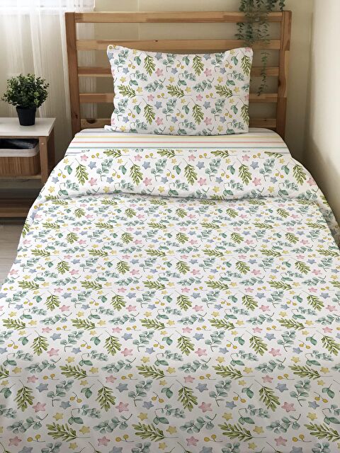 Evmila Çift Taraflı Yaprak Desenli Çarşafsız Takım Tek Kişilik Nevresim Takımı 160x220 Cm - S000123782-23173