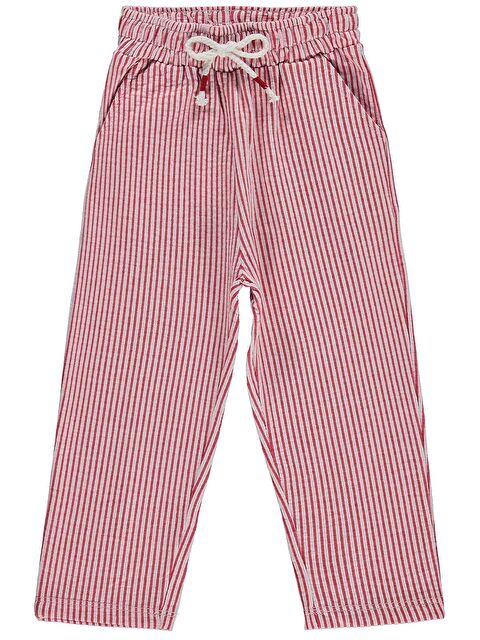 Civil Boys Köpekbalığı Armalı Kendinden Çizgili 2-5 Yaş Pantolon - Kırmızı