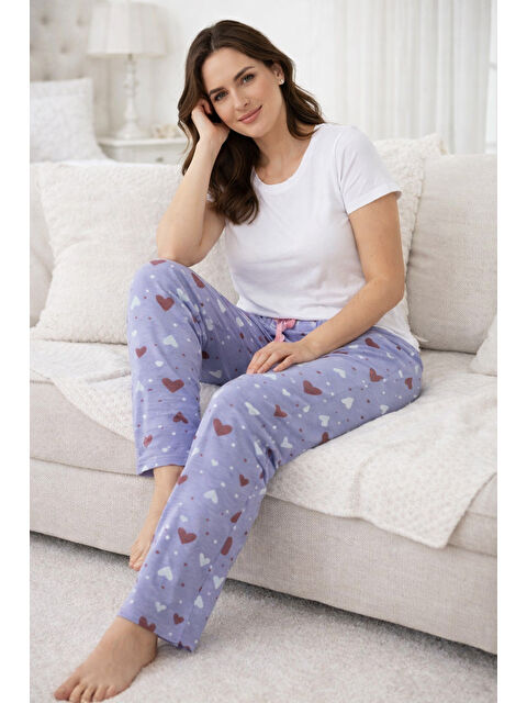 Remsa Kadın Viskon Kumaş Penye Tek Pijama Alt 03 Lila - S000515582-17878