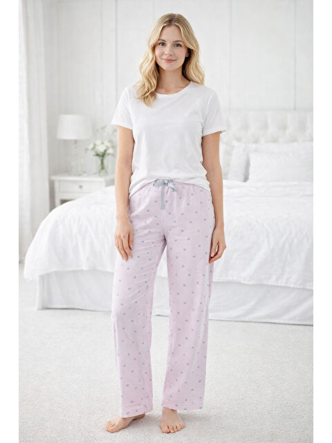 Remsa Kadın Viskon Kumaş Penye Tek Pijama Alt 11 Pembe02 - S000515582-2319