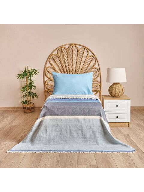 Evidea Soft Mesyth Tek Kişilik Yatak Örtüsü - Mavi - 160x220 cm - S000395163-17234
