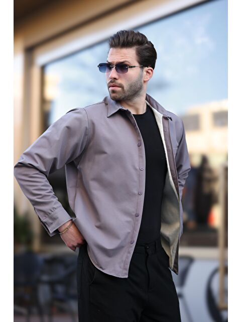 Madmext Füme İçi Polarlı Erkek Gömlek E6759 - S000423910-33408