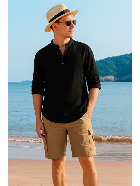 Jane's Erkek Uzun Kollu Hakim Yaka Düğmeli Erkek Müslin Gömlek - S000528940-19351