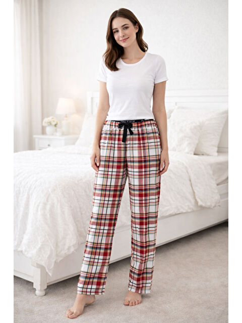 Remsa Kadın Viskon Kumaş Penye Tek Pijama Alt 18 Kırmızı - S000515582-20045